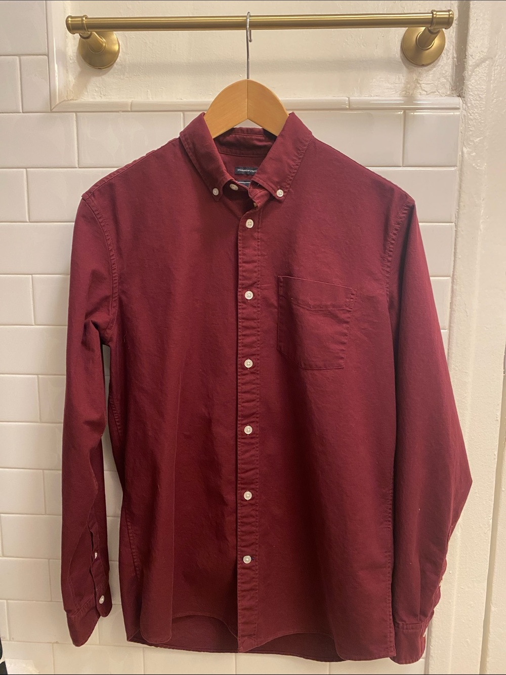 GAP Men's Burgundy Oxford Cotton Button-Down Shirt
